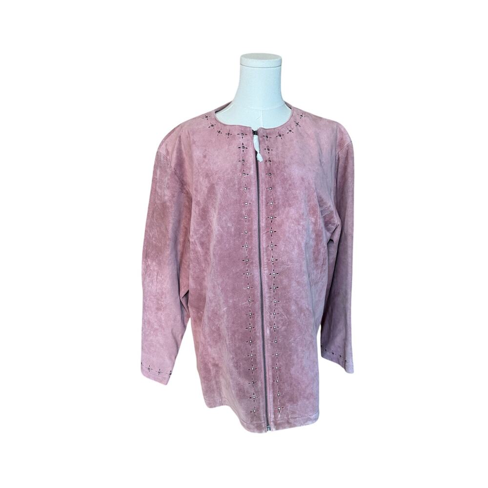Cabela’s Women’s XL Rose Leather Jacket Western Boho Full Zip NWT - Picture 3 of 12